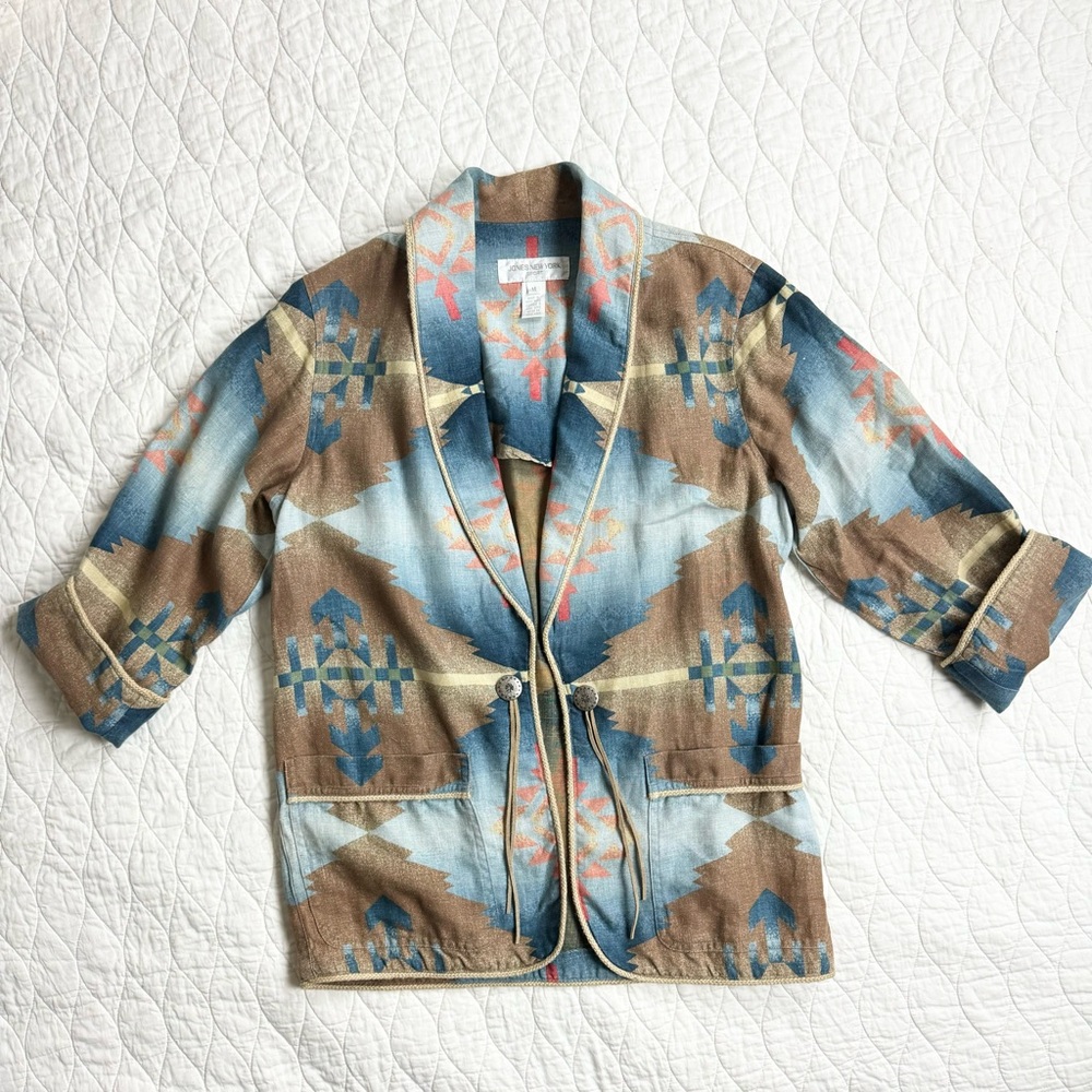 HOST PICK 🎉 Vintage Jones New York Sport Blazer Southwest Concho  Linen Jacket M